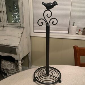 Paper towel holder w/ bird adornment